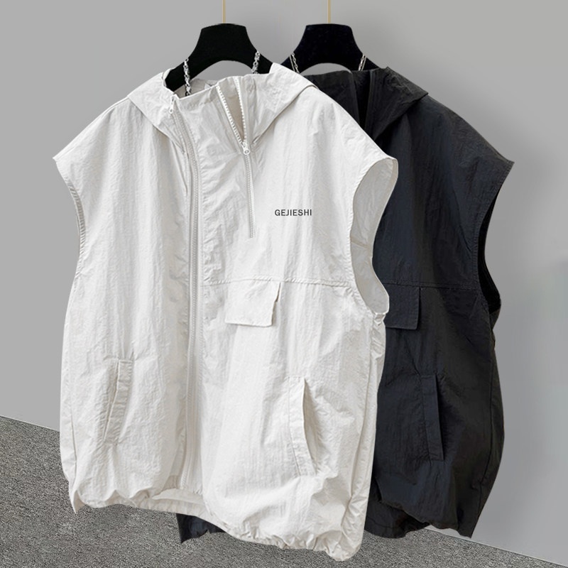 Streetwear Brand Hoodies - Rompi Hoodie Resleting Bahan Ice Silk