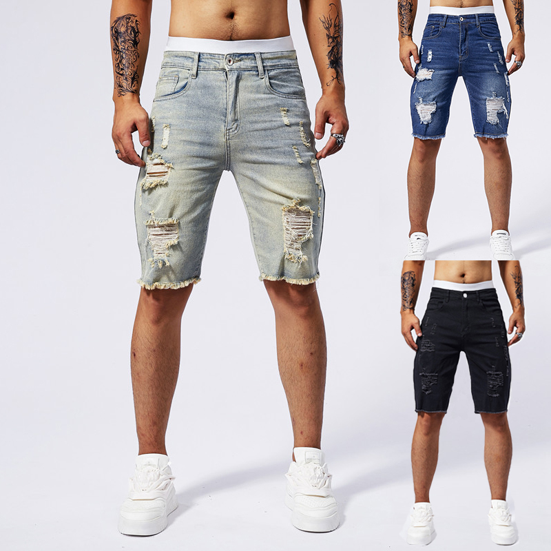 Celana Pendek Denim Robek Pria - Streetwear Brand Vintage ulasan dan harga