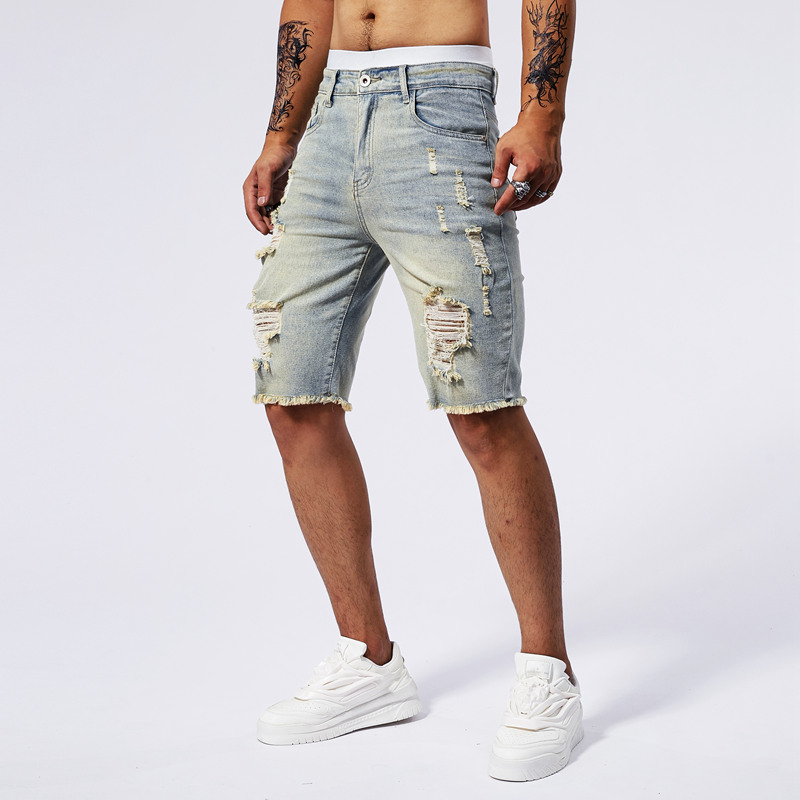 Celana Pendek Denim Robek Pria - Streetwear Brand Vintage ulasan dan harga